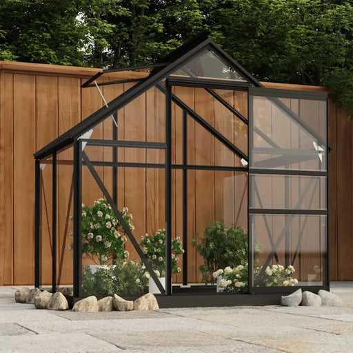 Glass Greenhouse – 155x103x191cm | Anthracite Aluminium and Steel Frame with 3mm Glass Panels VIDAXL - Little and Giant Explorers vidaXL