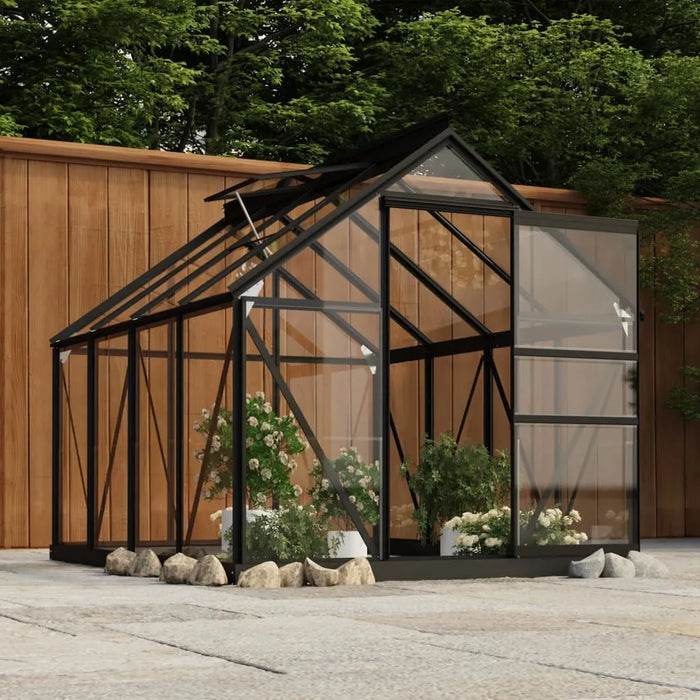Glass Greenhouse – 155x200.5x191cm | Anthracite Aluminium and Steel Frame with 3mm Glass Panels VIDAXL - Little and Giant Explorers vidaXL