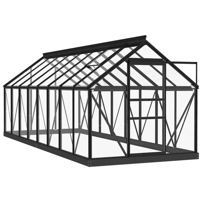 Glass Greenhouse – 155x395.5x191cm | Anthracite Aluminium and Steel Frame with 3mm Glass Panels VIDAXL - Little and Giant Explorers vidaXL