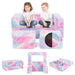 Glow-in-the-Dark Modular Kids Play Couch in Pink and Grey - Little and Giant Explorers Costway