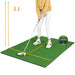 Golf Hitting Mat with Alignment Sticks - 27mm | 6 Tee Holes for Left and Right-Handed Practice COSTWAY - Little and Giant Explorers Costway