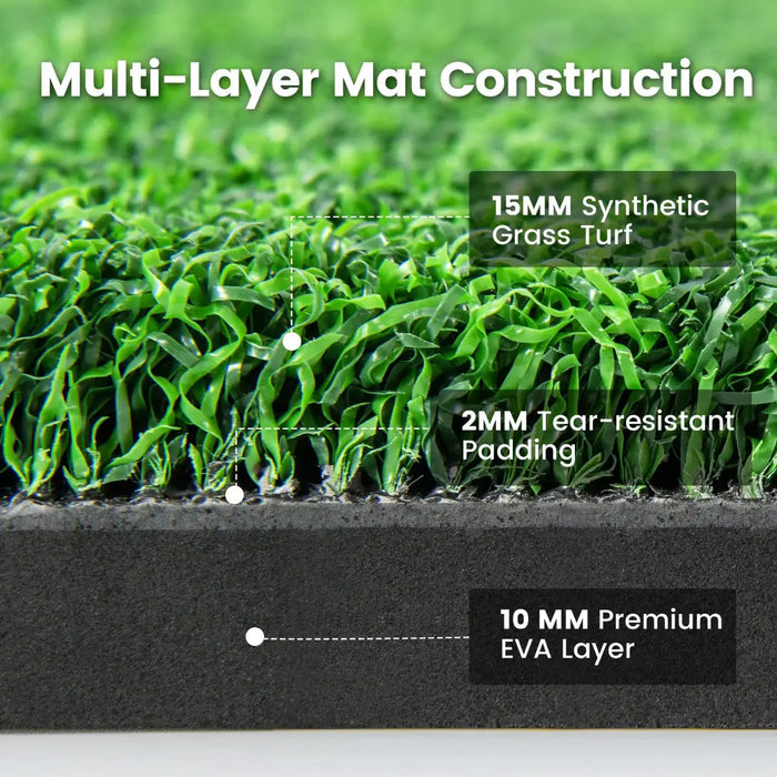 Golf Hitting Mat with Alignment Sticks - 27mm | 6 Tee Holes for Left and Right-Handed Practice COSTWAY - Little and Giant Explorers Costway