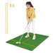 Golf Hitting Mat with Alignment Sticks - 32mm | 6 Tee Holes for Left and Right-Handed Practice COSTWAY - Little and Giant Explorers Costway