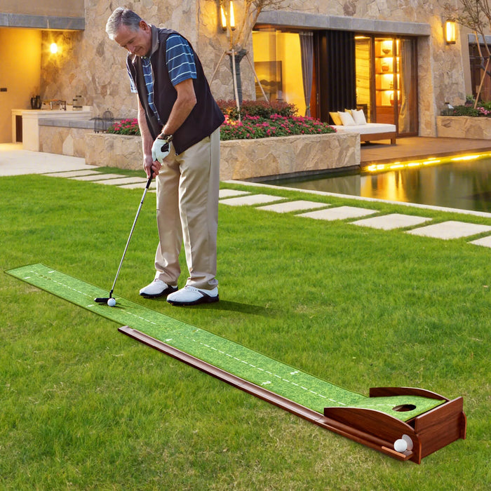 Golf Putting Mat with Auto Ball Return and 3 Balls - Little and Giant Explorers Costway