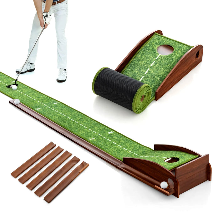 Golf Putting Mat with Auto Ball Return and 3 Balls - Little and Giant Explorers Costway