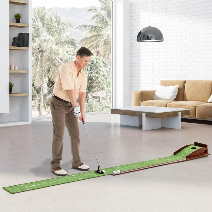 Golf Putting Mat with Auto Ball Return and 3 Balls - Little and Giant Explorers Costway