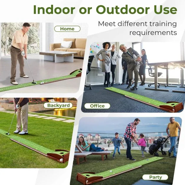 Golf Putting Mat with Auto Ball Return and 3 Balls - Little and Giant Explorers Costway