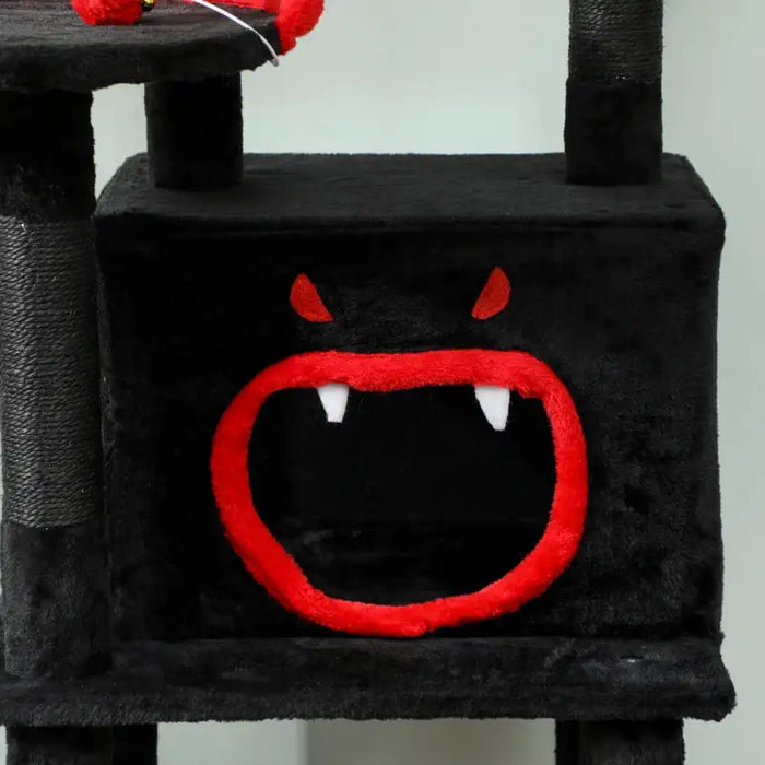 Gothic Cat Tree – Multi-Level Halloween Cat Tower | Coffin Bed and Hammock PAWHUT - Little and Giant Explorers PawHut