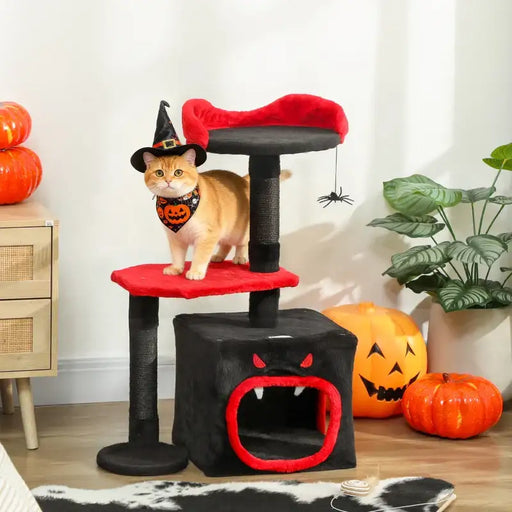 Gothic Cat Tree – Multi-Level Halloween-Themed | Scratching Posts and Hanging Toy PAWHUT - Little and Giant Explorers PawHut