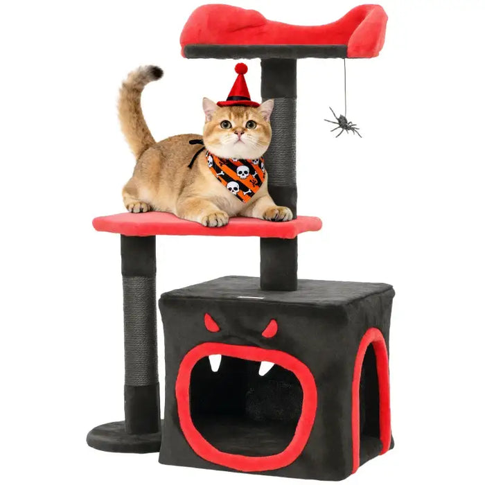 Gothic Cat Tree – Multi-Level Halloween-Themed | Scratching Posts and Hanging Toy PAWHUT - Little and Giant Explorers PawHut
