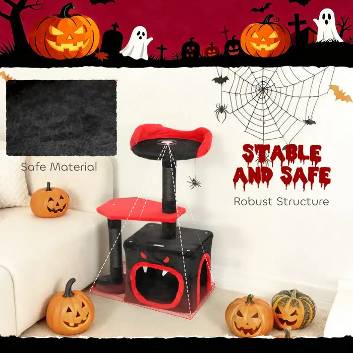 Gothic Cat Tree – Multi-Level Halloween-Themed | Scratching Posts and Hanging Toy PAWHUT - Little and Giant Explorers PawHut