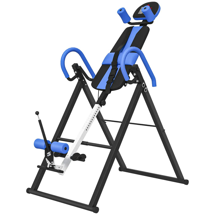 Gravity Inversion Table – Blue | Adjustable Foldable Back Stretch Machine - 0–90° Angle HOMCOM - Little and Giant Explorers