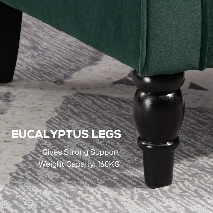 Green Velvet Wingback Chair | Retro Vintage Design - Pocket Spring Comfort HOMCOM - Little and Giant Explorers