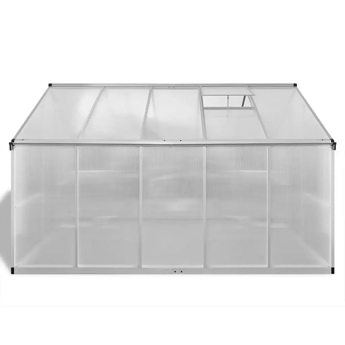 Walk-in greenhouse with double-walled polycarbonate panels and aluminum frame