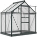 Greenhouse with Aluminium Frame and Foundation in Grey (200 x 190 x 132cm) - Little and Giant Explorers Outsunny