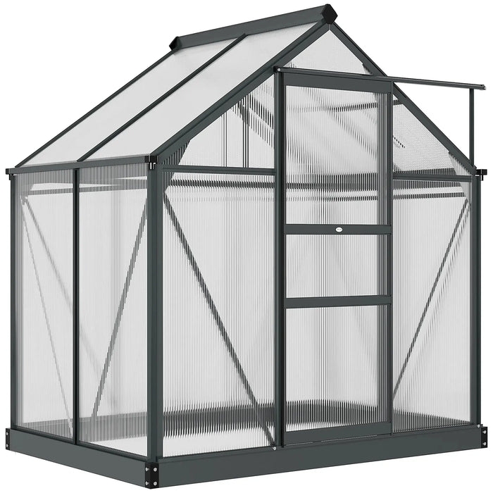 Greenhouse with Aluminium Frame and Foundation in Grey (200 x 190 x 132cm) - Little and Giant Explorers Outsunny