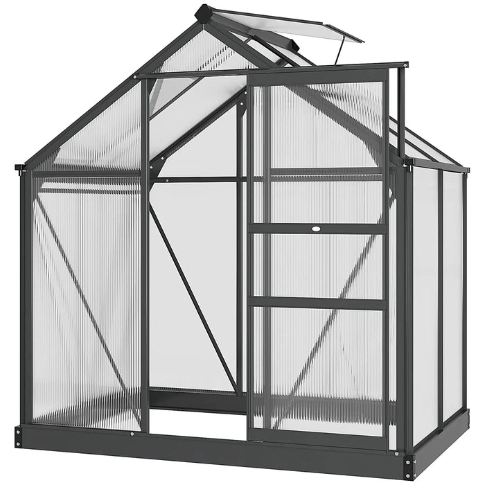 Greenhouse with Aluminium Frame and Foundation in Grey (200 x 190 x 132cm) - Little and Giant Explorers Outsunny