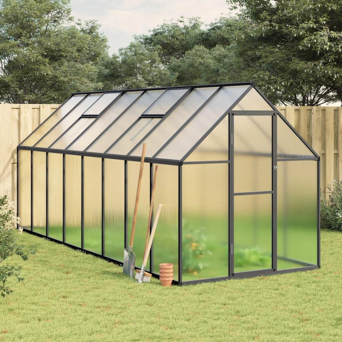 Greenhouse with Base Frame in Anthracite (445 x 169 x 195cm) - Little and Giant Explorers vidaXL