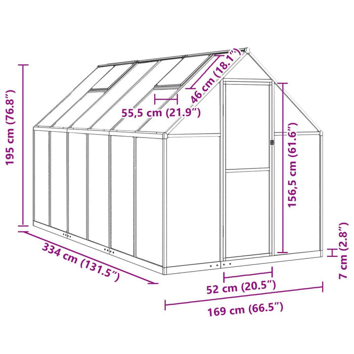 Greenhouse with Base Frame in Green (334 x 169 x 195cm) - Little and Giant Explorers vidaXL