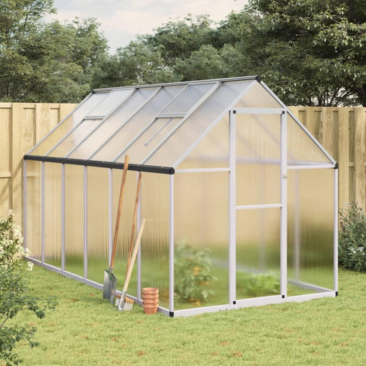 Greenhouse with Base Frame in Silver (334 x 169 x 195cm) - Little and Giant Explorers vidaXL