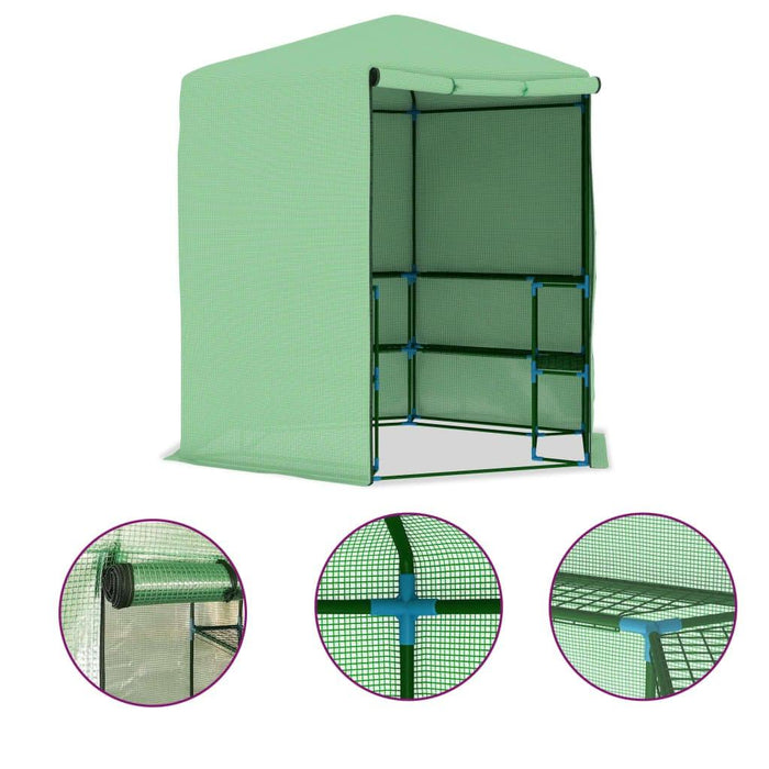 Greenhouse with Shelves in Steel (227 x 223cm) - Little and Giant Explorers vidaXL