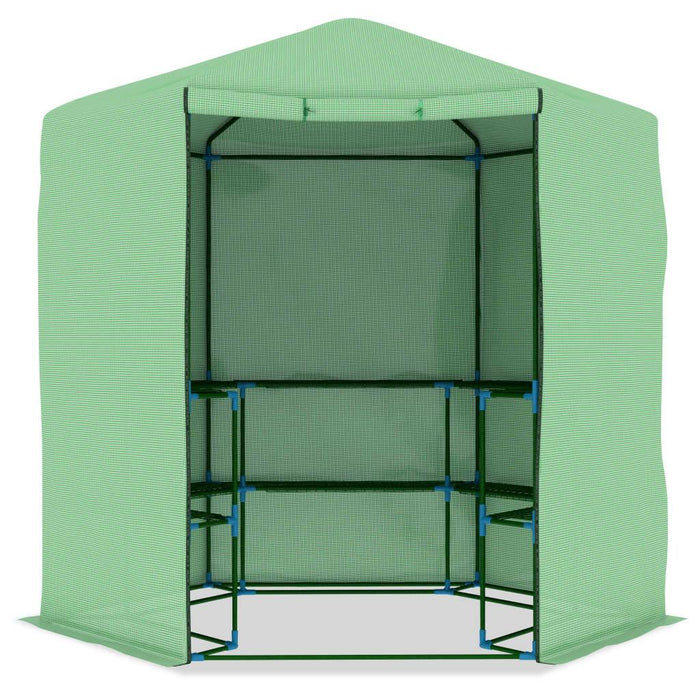 Greenhouse with Shelves in Steel (227 x 223cm) - Little and Giant Explorers vidaXL