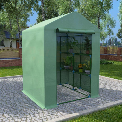 Greenhouse with Steel Shelves (143 x 143 x 195cm) - Little and Giant Explorers vidaXL