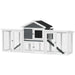 Large Wooden Chicken Coop with Run with Nesting Box in White (204 x 85 x 93cm) - Little and Giant Explorers PawHut