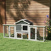Large Wooden Chicken Coop with Run with Nesting Box in White (204 x 85 x 93cm) - Little and Giant Explorers PawHut