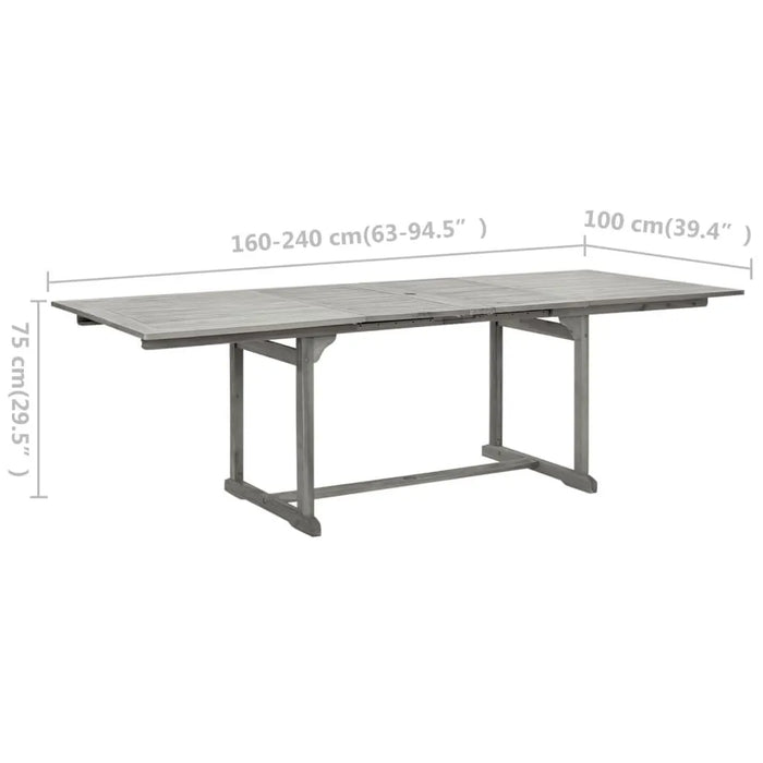 Grey Garden Dining Table in Solid Acacia Wood - Little and Giant Explorers vidaXL