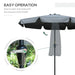 Grey Garden Parasol 2.66m | Tilting Aluminium Pole with Crank Handle OUTSUNNY - Little and Giant Explorers Outsunny