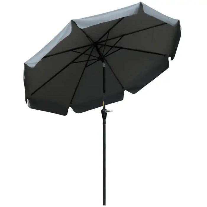 Grey Garden Parasol 2.66m | Tilting Aluminium Pole with Crank Handle OUTSUNNY - Little and Giant Explorers Outsunny