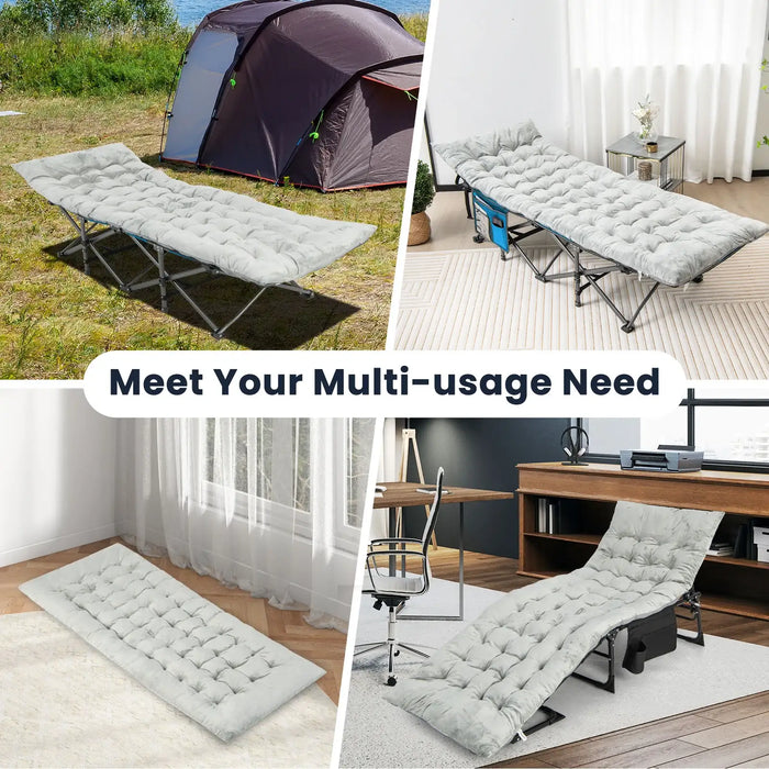 Grey Lounge Cushion Pad | Crystal Velvet Outdoor and Indoor Seat Pad with Fixing Straps COSTWAY - Little and Giant Explorers Costway