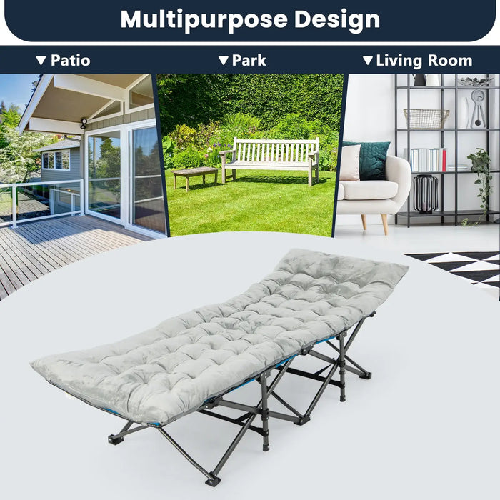 Grey Lounge Cushion Pad | Crystal Velvet Outdoor and Indoor Seat Pad with Fixing Straps COSTWAY - Little and Giant Explorers Costway