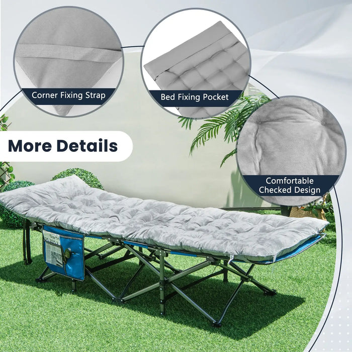 Grey Lounge Cushion Pad | Crystal Velvet Outdoor and Indoor Seat Pad with Fixing Straps COSTWAY - Little and Giant Explorers Costway