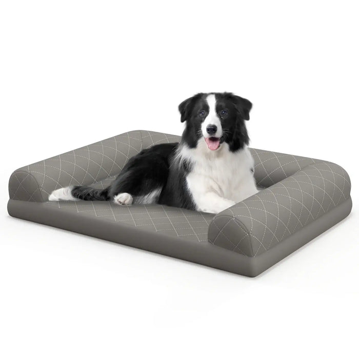Grey Orthopedic Dog Sofa Bed with Bolsters | Egg-Crate Foam Support - Up to 20kg COSTWAY - Little and Giant Explorers Costway
