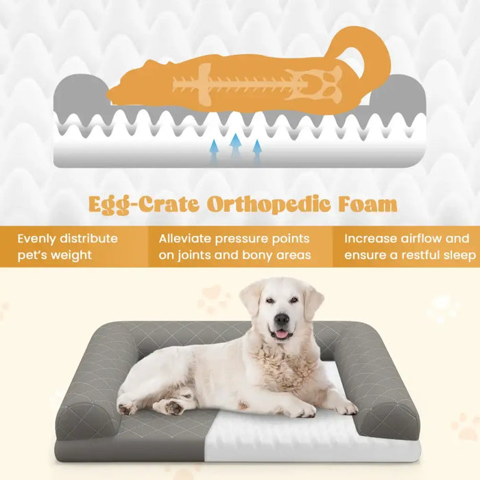 Grey Orthopedic Dog Sofa Bed with Bolsters | Egg-Crate Foam Support - Up to 20kg COSTWAY - Little and Giant Explorers Costway