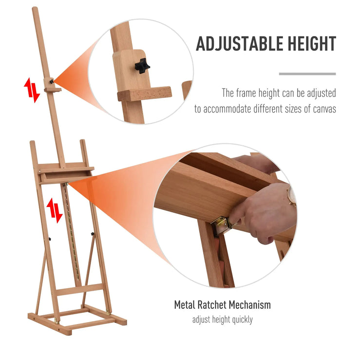 H-Frame Artist Easel with Adjustable Height (171 - 230cm) - Little and Giant Explorers Vinsetto