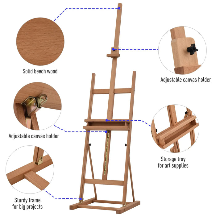 H-Frame Artist Easel with Adjustable Height (171 - 230cm) - Little and Giant Explorers Vinsetto