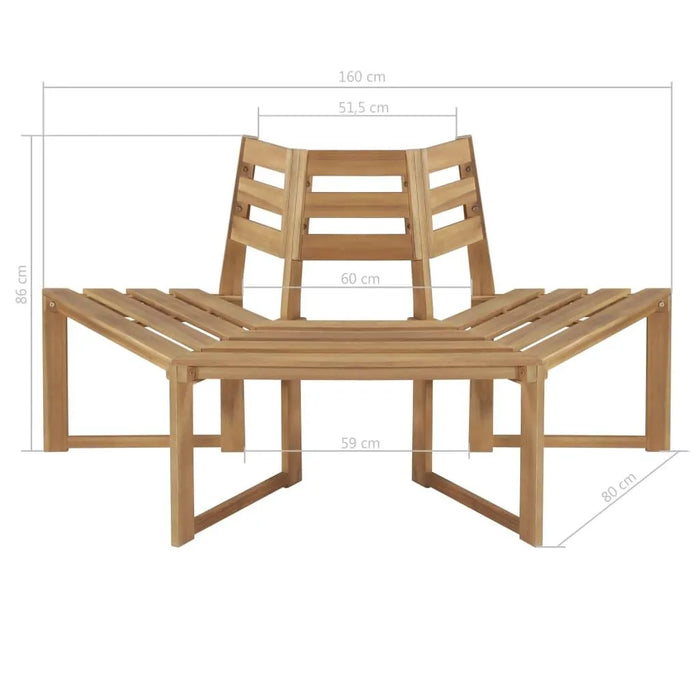 Half-Hexagonal Tree Bench Ø160cm in Solid Acacia Wood - Little and Giant Explorers vidaXL