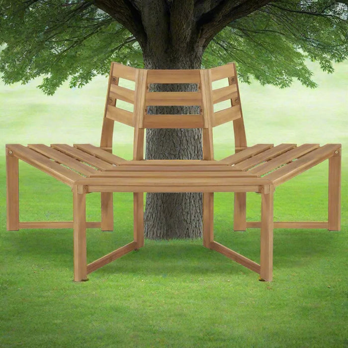 Half-Hexagonal Tree Bench Ø160cm in Solid Acacia Wood - Little and Giant Explorers vidaXL