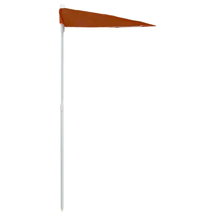 Half-round terracotta garden parasol with white pole, compact and space-saving design