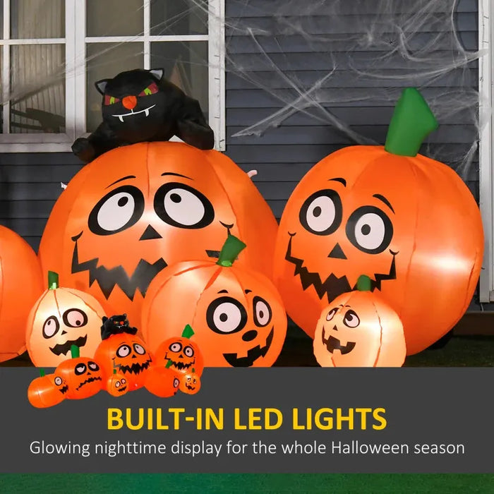 Halloween Decoration Inflatable Pumpkins with LED Lights and Flashing Eyes - Little and Giant Explorers HOMCOM