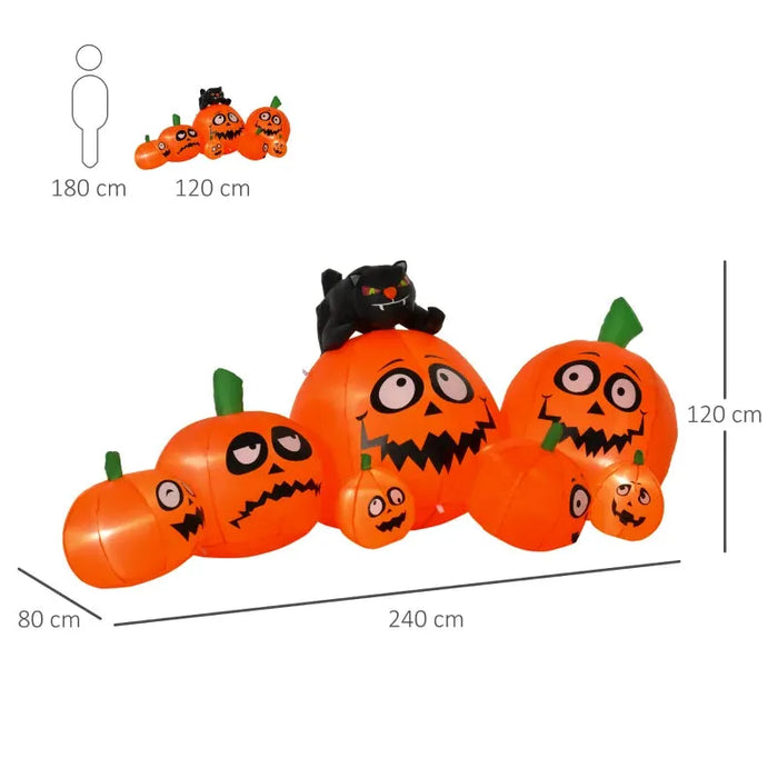 Halloween Decoration Inflatable Pumpkins with LED Lights and Flashing Eyes - Little and Giant Explorers HOMCOM