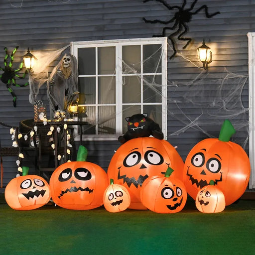 Halloween Decoration Inflatable Pumpkins with LED Lights and Flashing Eyes - Little and Giant Explorers HOMCOM