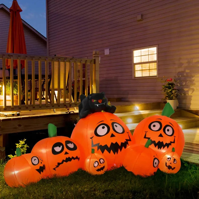 Halloween Decoration Inflatable Pumpkins with LED Lights and Flashing Eyes - Little and Giant Explorers HOMCOM