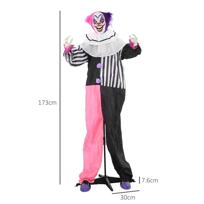 Halloween Decoration Laughing Clown - Animatronic with Sound Activation - Little and Giant Explorers HOMCOM