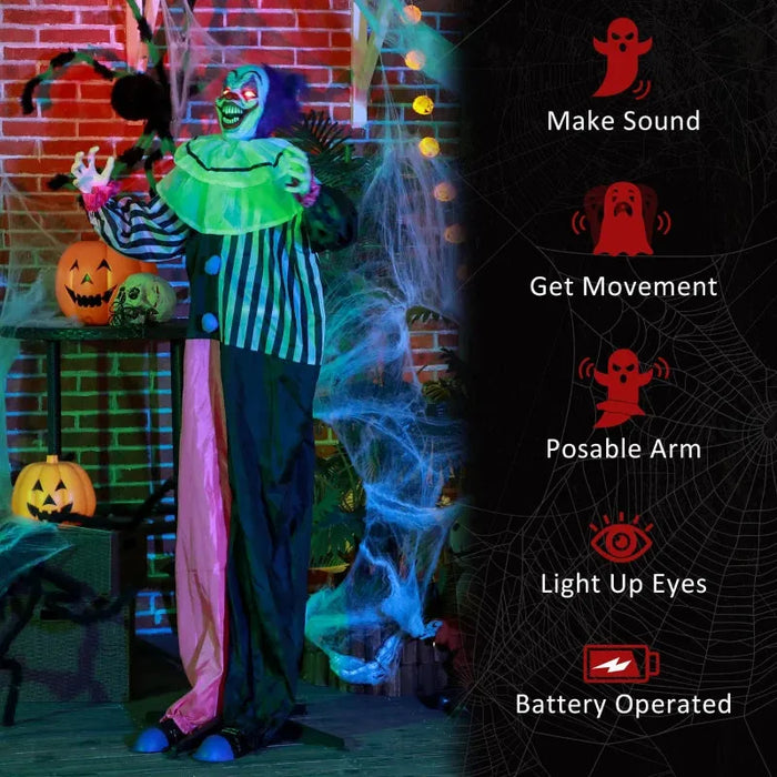 Halloween Decoration Laughing Clown - Animatronic with Sound Activation - Little and Giant Explorers HOMCOM