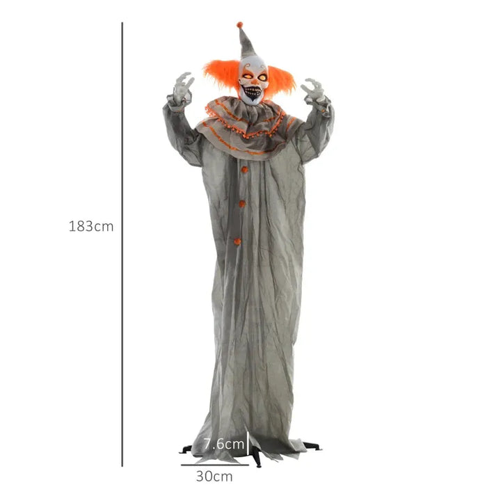 Halloween Decoration Orange Classic Clown - Animatronic with Sound Activation - Little and Giant Explorers HOMCOM