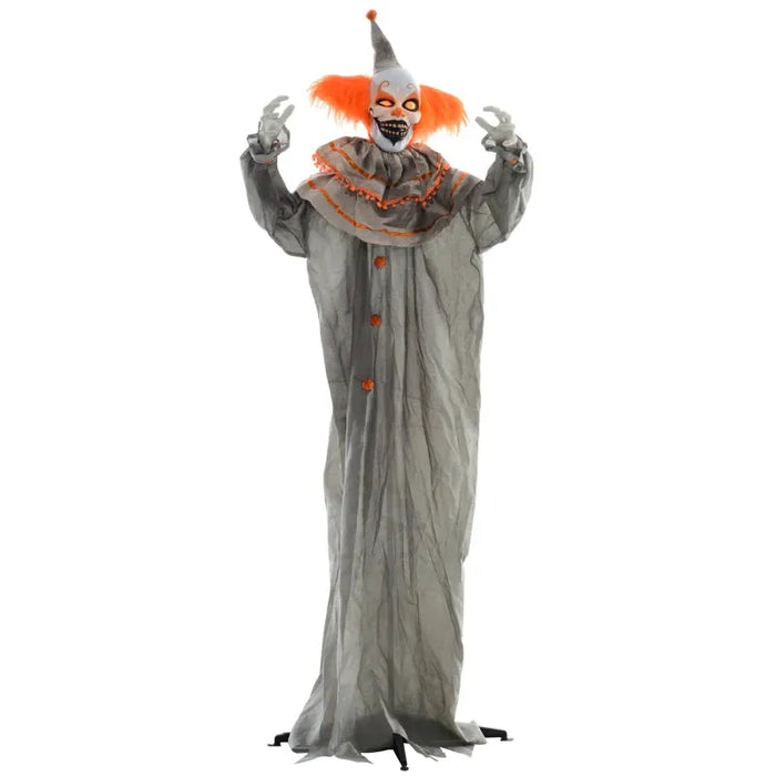 Halloween Decoration Orange Classic Clown - Animatronic with Sound Activation - Little and Giant Explorers HOMCOM